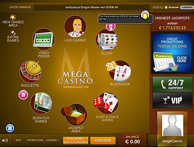 mega casino bonus